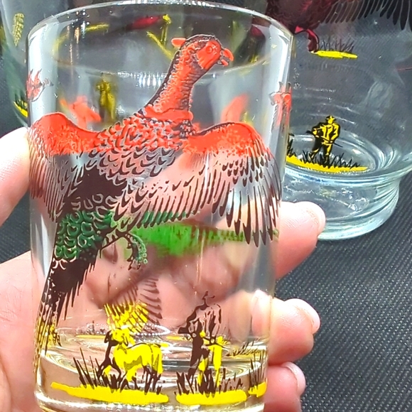 Anchor Hocking Glasses and Juice Glass pheasants and hunters - Picture 4 of 7